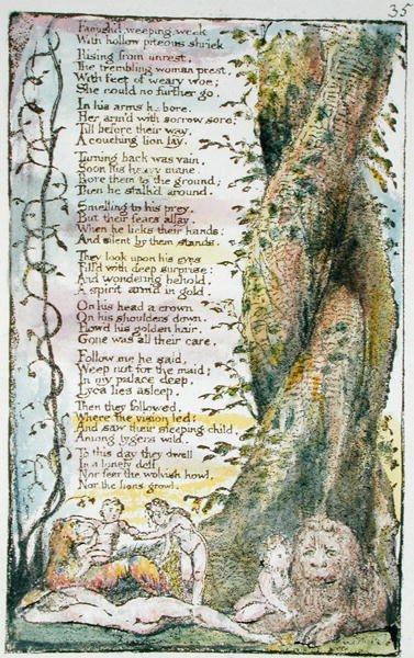 La piccola ragazza ritrovata, tavola 35 (Bentley 36) da Songs of Innocence and of Experience (Bentley Copy L) 1789-94 da William Blake